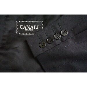 Canali Black Blue Woven Stitch Striped Wool Sport Coat Jacket Sz 40R
